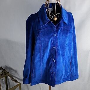 Royal Blue Corduroy Shacket with Pockets